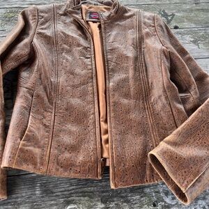 Underground Brown Leather Motorcycle Jacket, women’s med